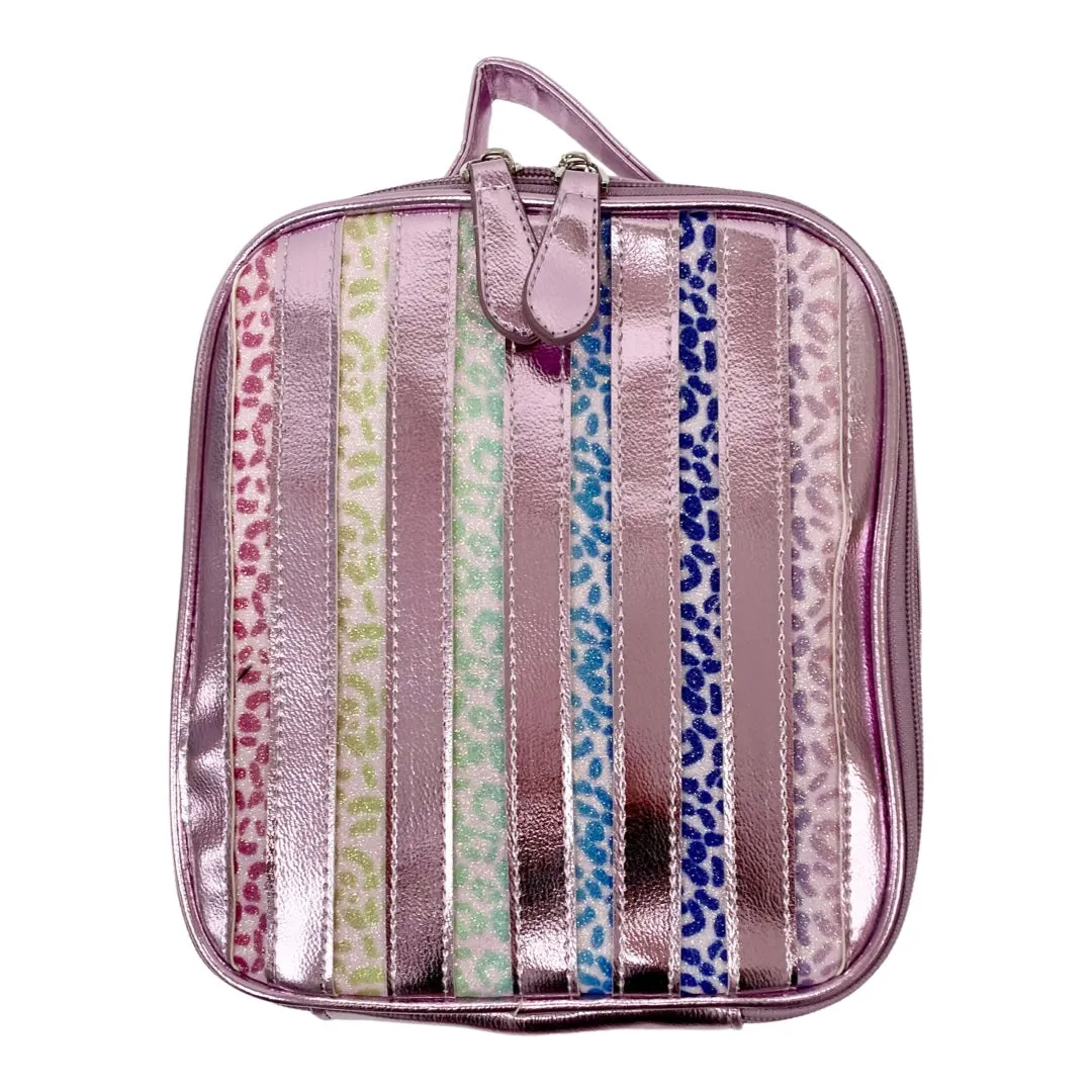 Bari Lynn Light Pink Leopard Stripe Lunch Box