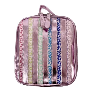 Bari Lynn Light Pink Leopard Stripe Lunch Box
