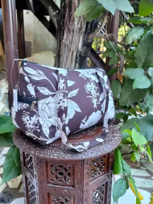 Barrel Handbags Brown Retro Florals