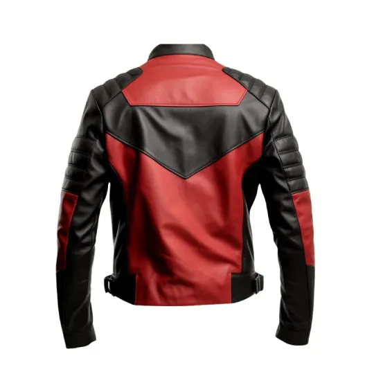 Black and Red Quilted Men's Racing Leather Jacket