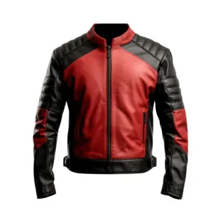 Black and Red Quilted Men's Racing Leather Jacket