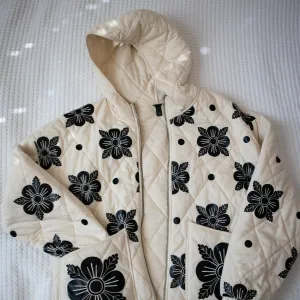 Black and White Flower Coat - Handmade Original