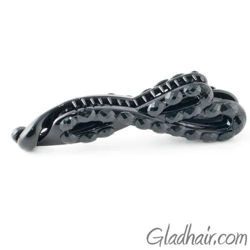 Black Bow Style Banana Clip with Studded Design