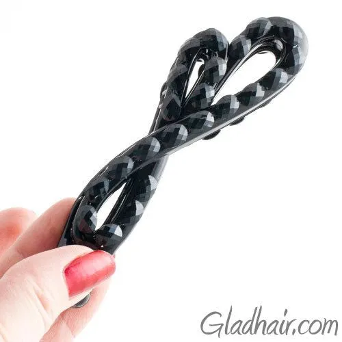 Black Bow Style Banana Clip with Studded Design