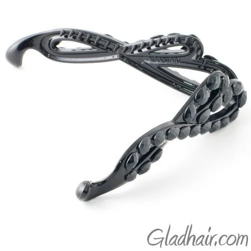 Black Bow Style Banana Clip with Studded Design