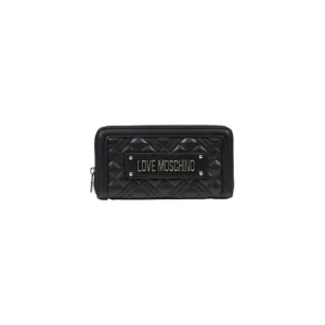 Black Quilted Wallet with Logo