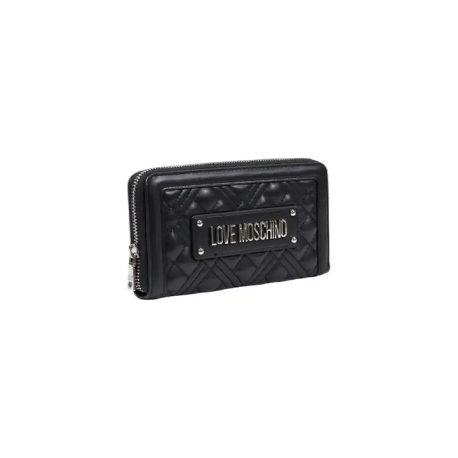 Black Quilted Wallet with Logo