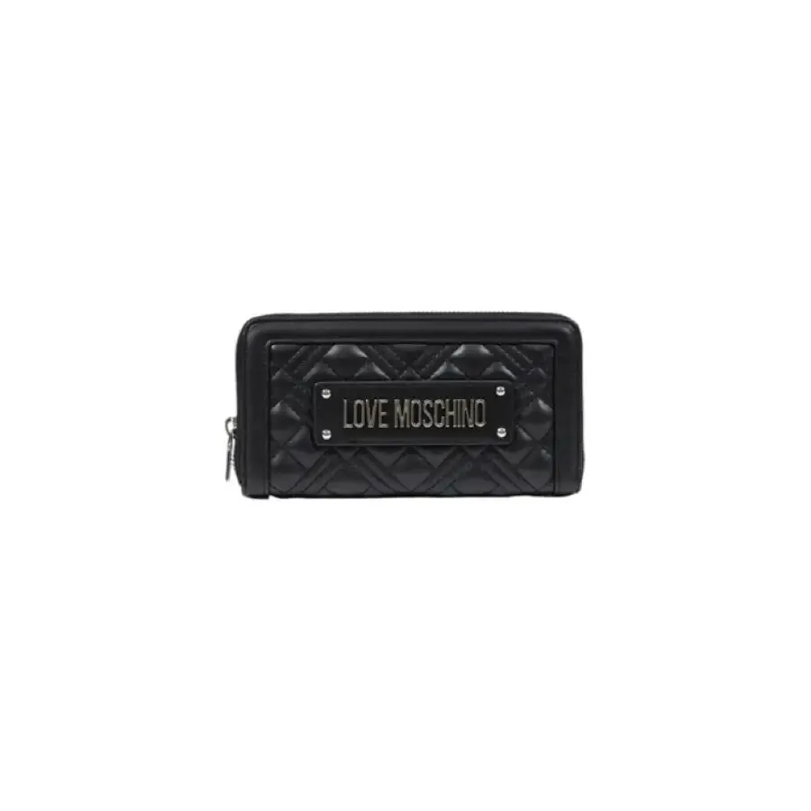 Black Quilted Wallet with Logo