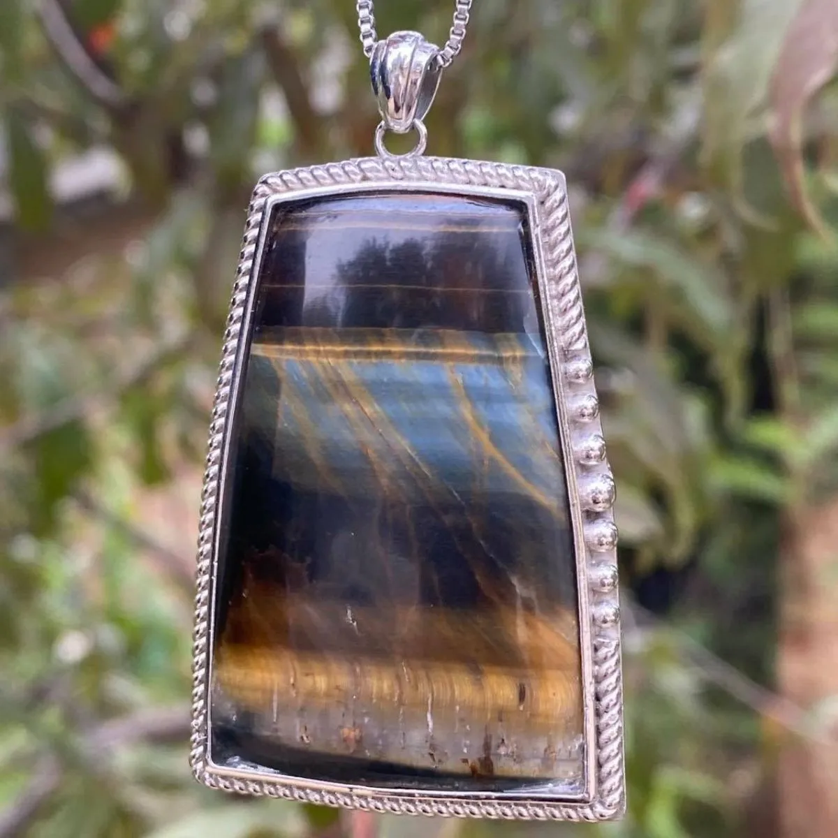 Blue Tiger's Eye ~ Hawk Eye ~ Falcon Eye ~ Custom Silver Work 925