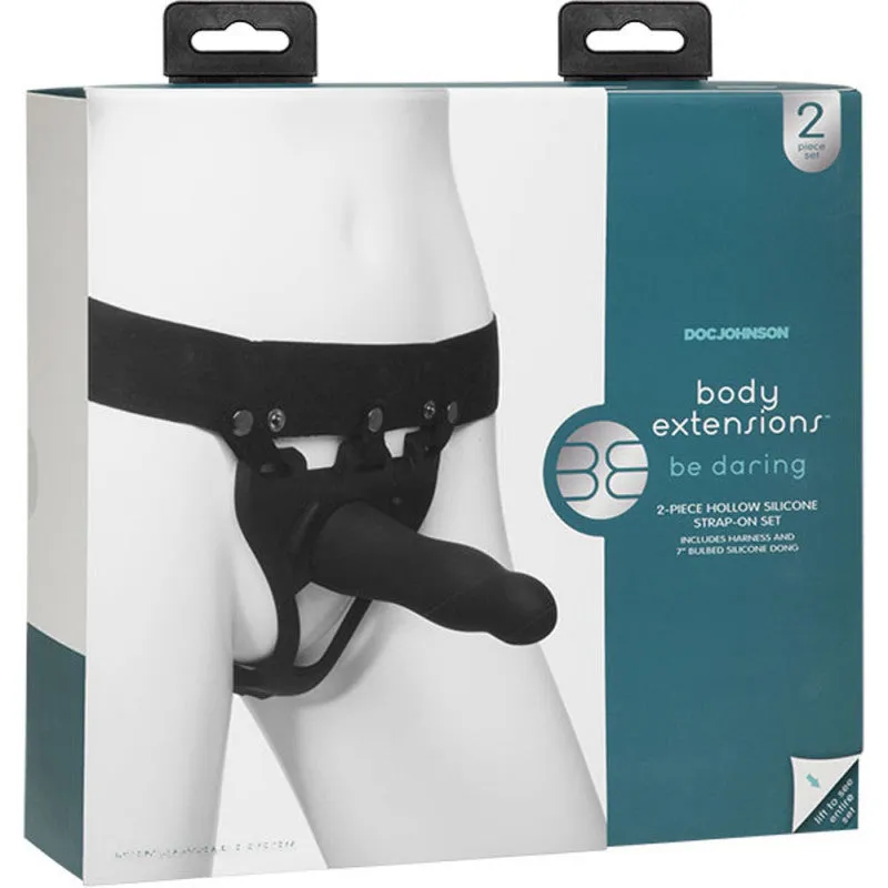 Body Extensions - Hollow Slim  Strap-on  2-Piece Set - Black
