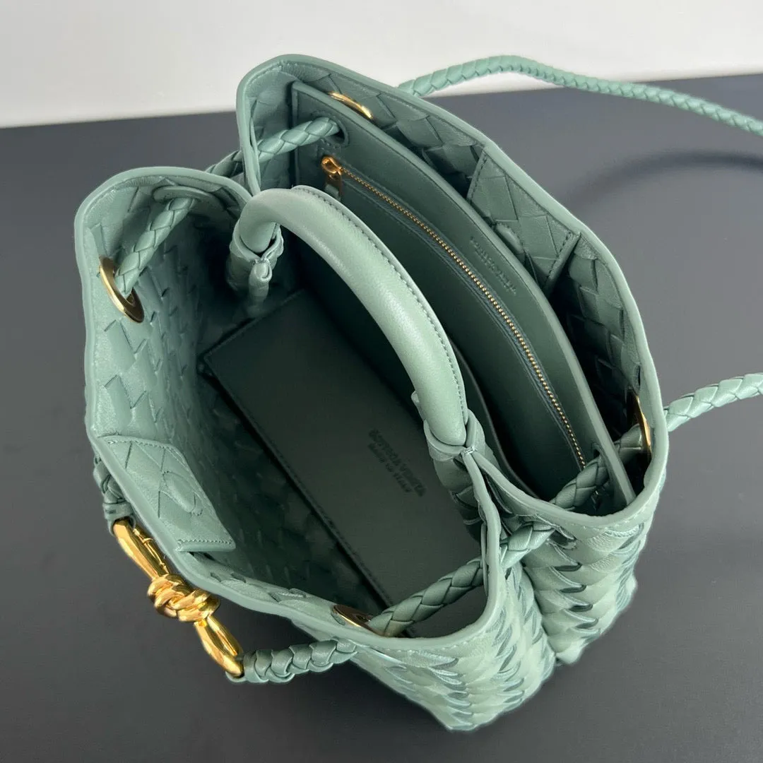 Bottega Veneta Andiamo Mint Green Natural Leather Gold Hardware