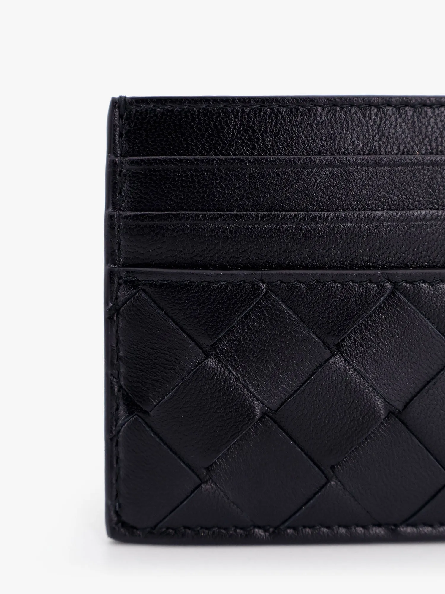 Bottega Veneta Leather Card Holder With Woven Pattern