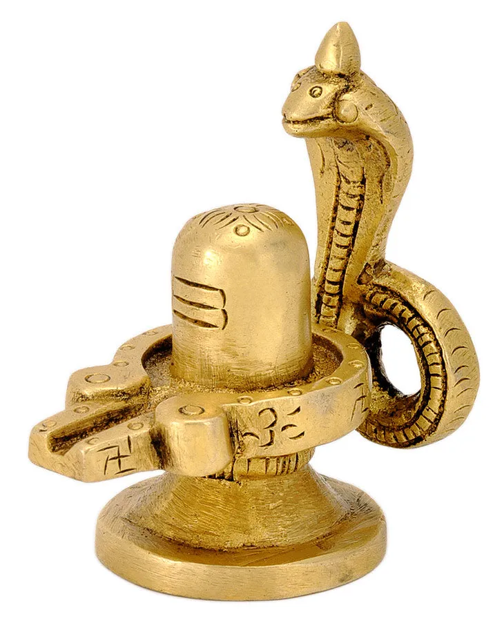 Brass Shiva Lingam Protected By Snake
