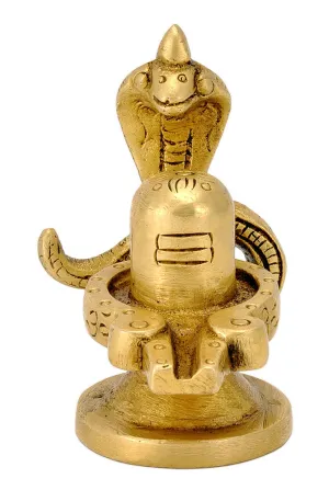 Brass Shiva Lingam Protected By Snake