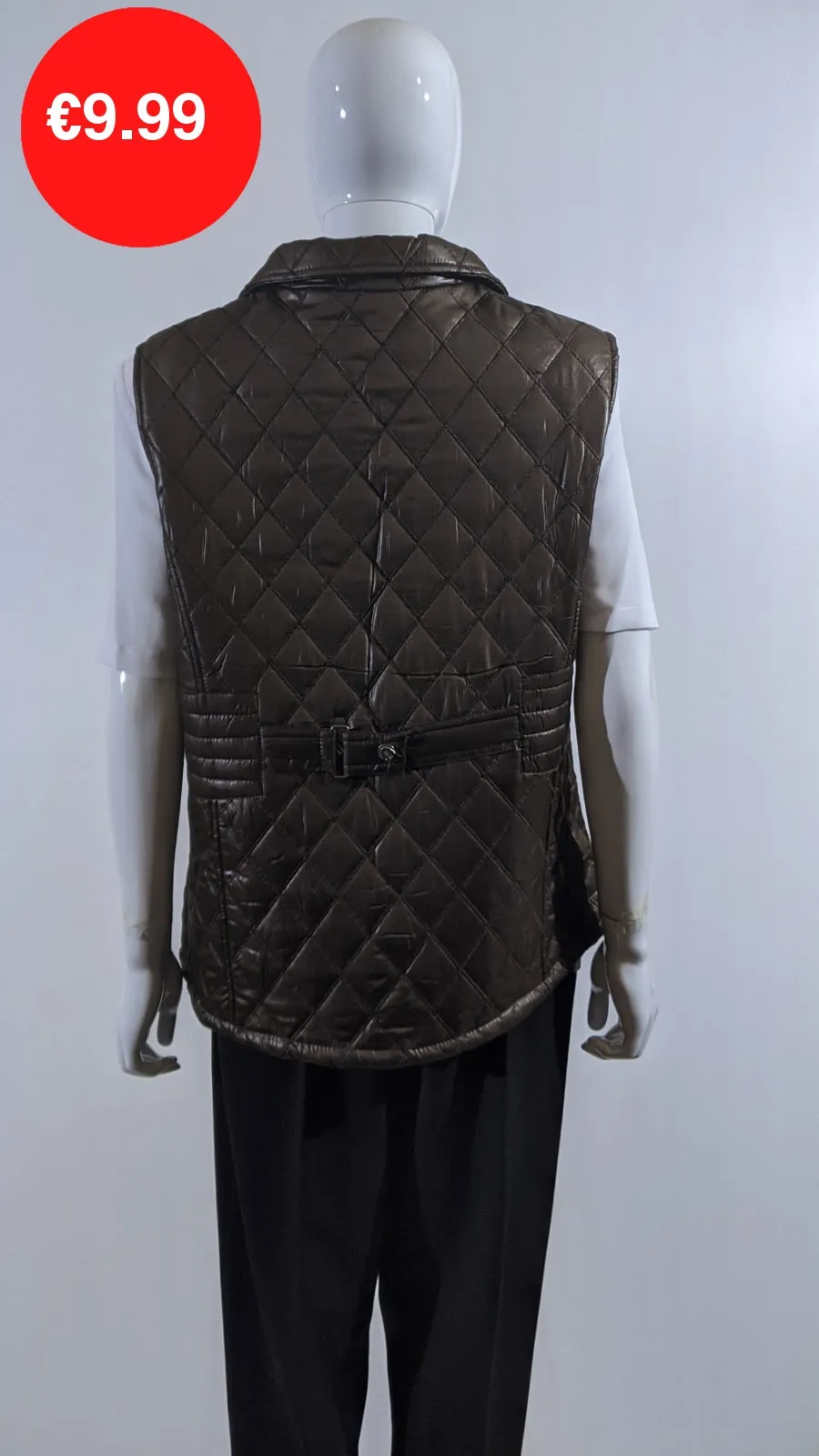 Brown Diamond Quilted Waistcoat with Zipped Pockets