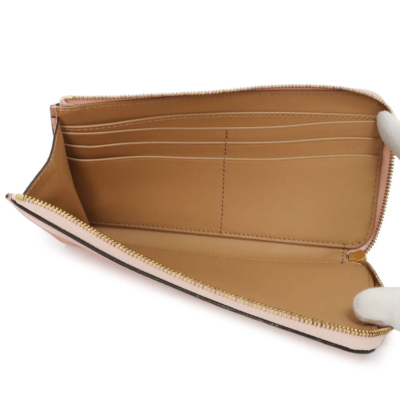 Burberry Pink Calfskin Zip Wallet With Coin Pouch