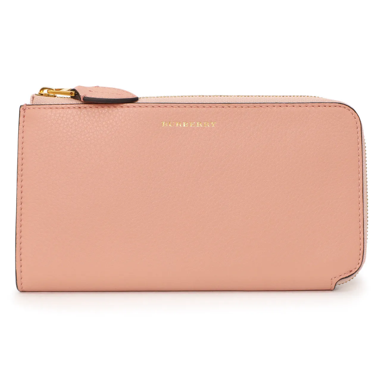 Burberry Pink Calfskin Zip Wallet With Coin Pouch