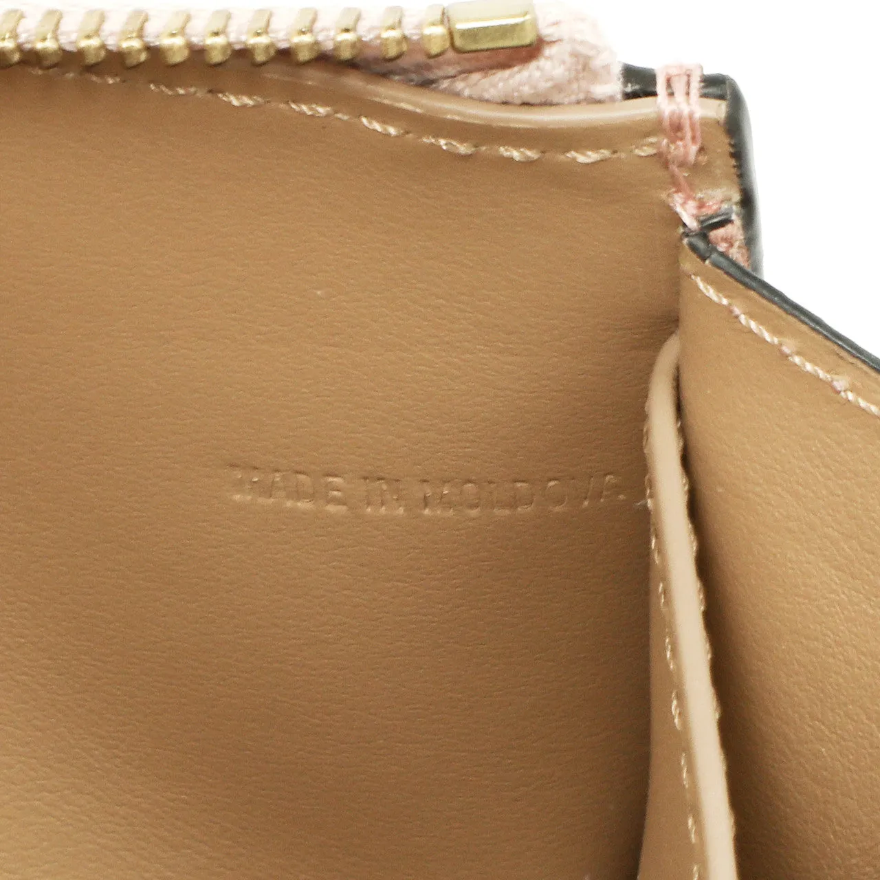 Burberry Pink Calfskin Zip Wallet With Coin Pouch