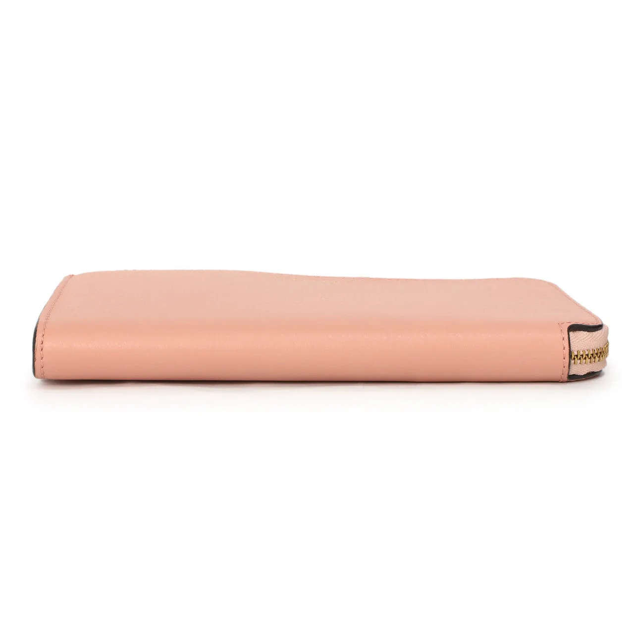 Burberry Pink Calfskin Zip Wallet With Coin Pouch