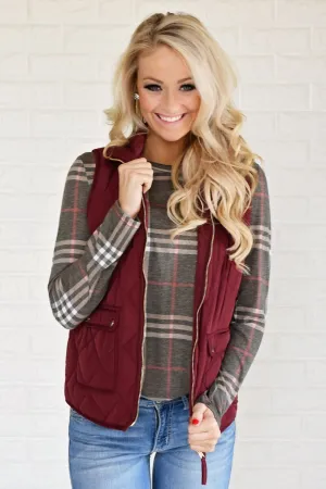 Burgundy Quilted Vest