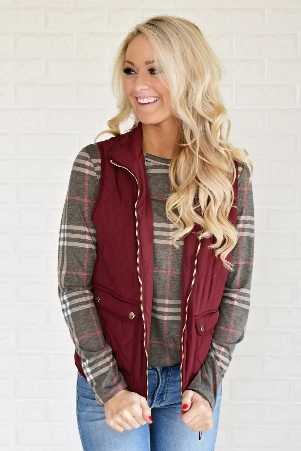 Burgundy Quilted Vest