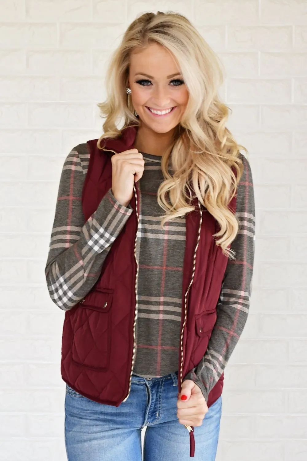 Burgundy Quilted Vest