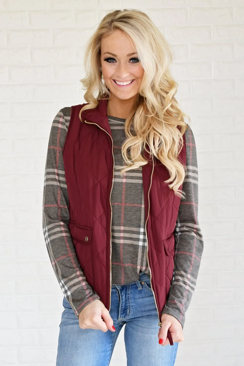 Burgundy Quilted Vest