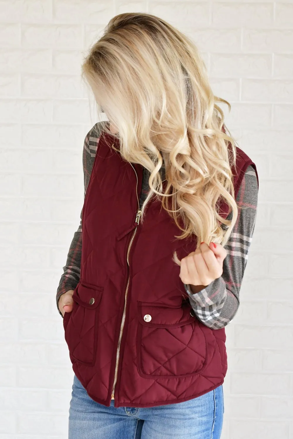 Burgundy Quilted Vest