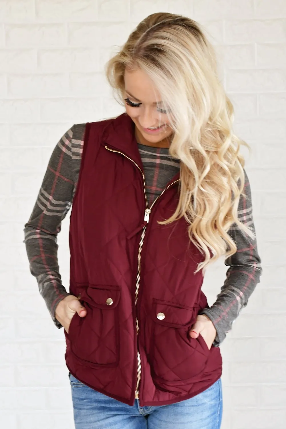 Burgundy Quilted Vest