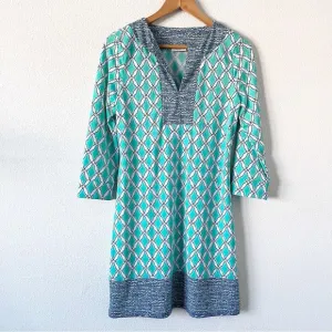 Cabana Life 3/4 Sleeve Printed Tunic Dress in Multicolor
