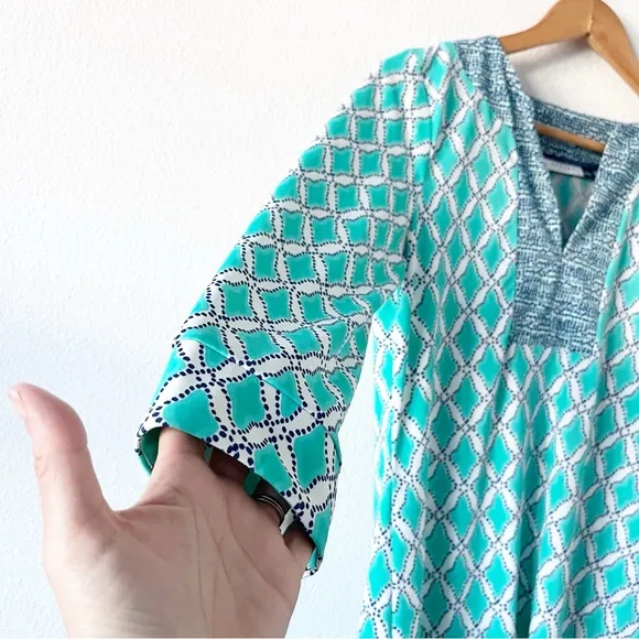 Cabana Life 3/4 Sleeve Printed Tunic Dress in Multicolor
