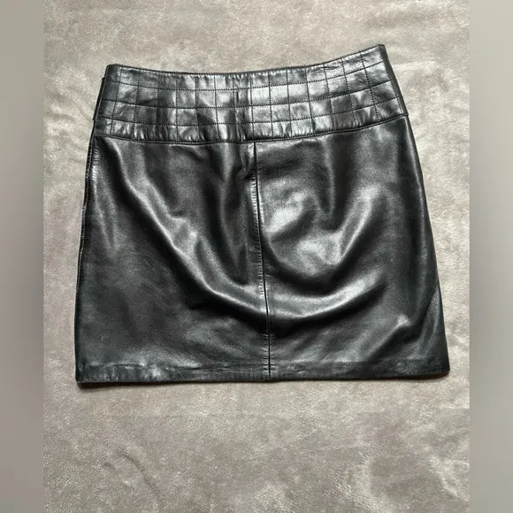 Cache soft calfskin moto leather mini skirt black size 4