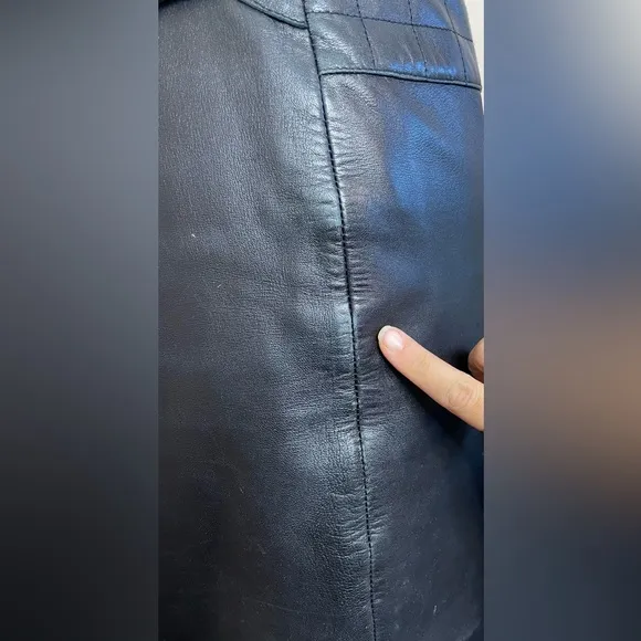 Cache soft calfskin moto leather mini skirt black size 4