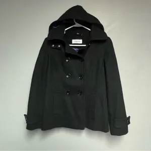 Calvin Klein Black Wool Peacoat Womens size Medium M jacket pea coat