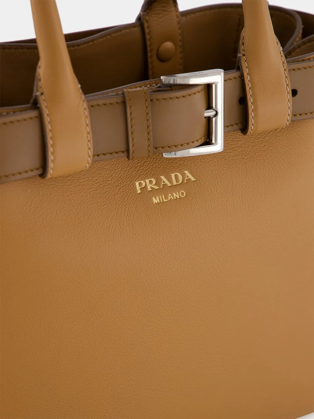 Caramel Buckle Medium Leather Handbag