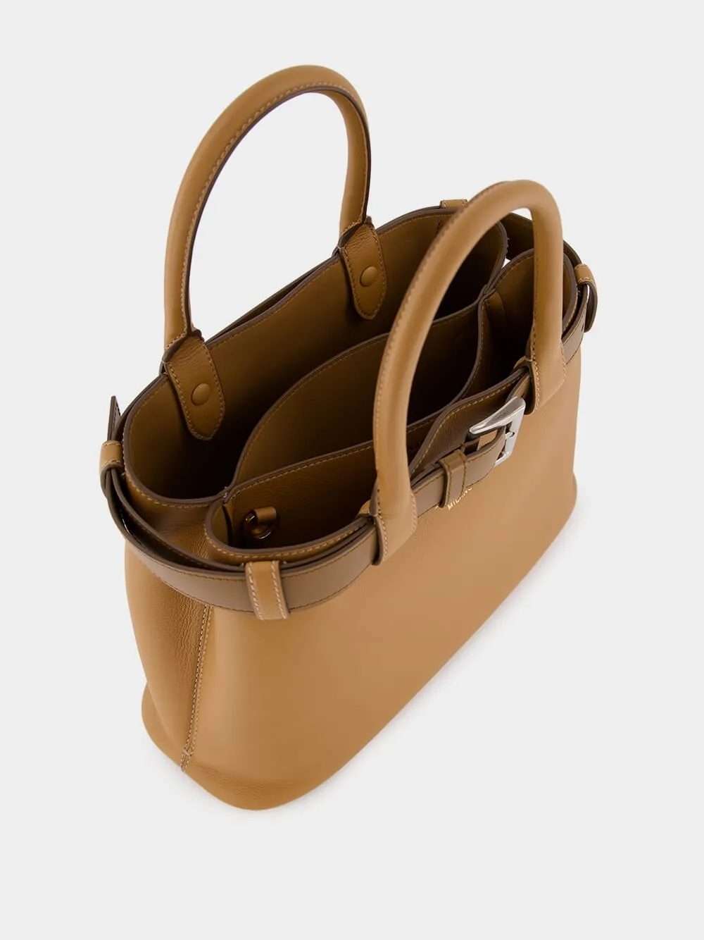 Caramel Buckle Medium Leather Handbag