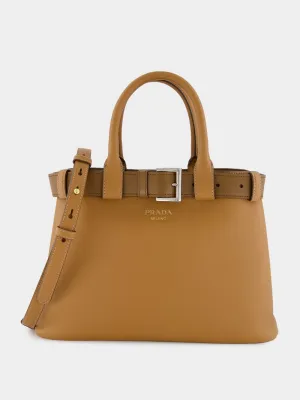 Caramel Buckle Medium Leather Handbag