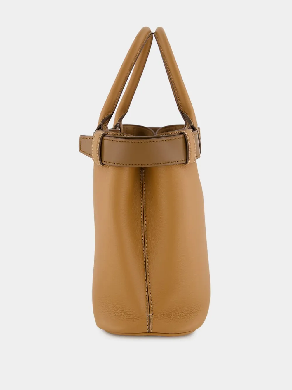 Caramel Buckle Medium Leather Handbag