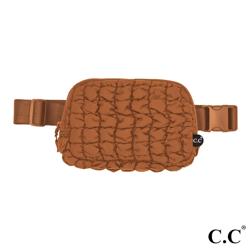 CC Quilted Puffer Belt Bag- Brown