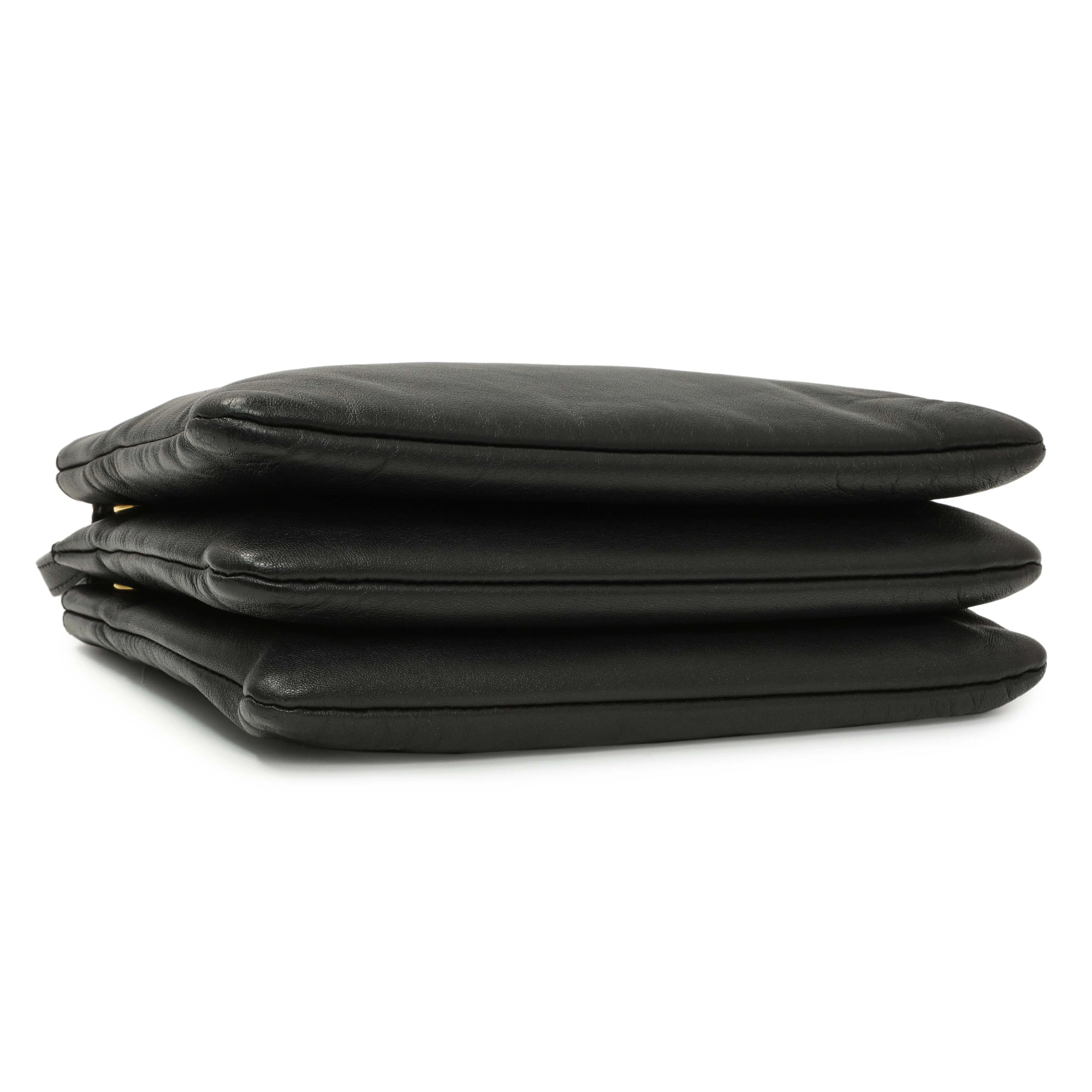 Celine Black Lambskin Small Trio Crossbody
