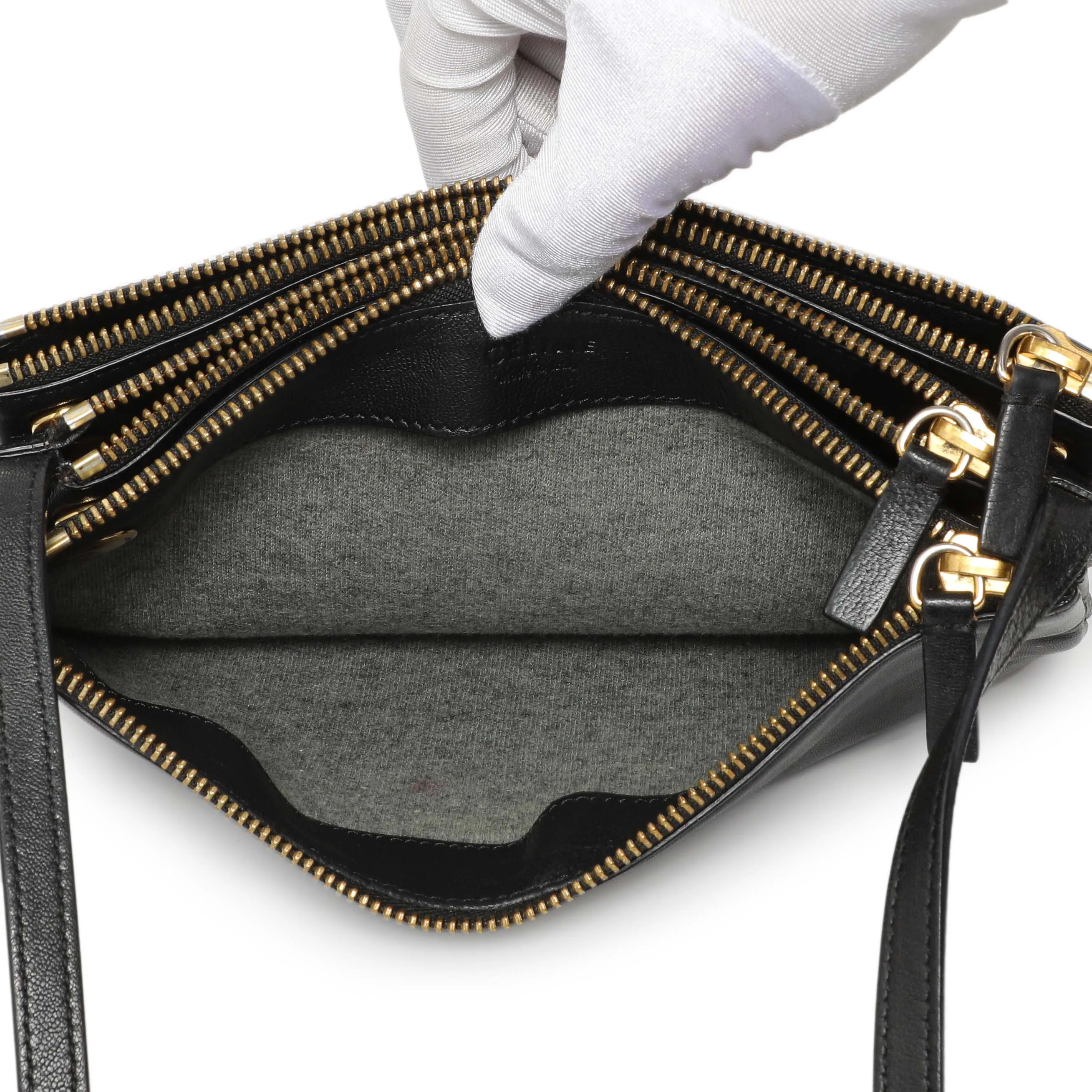 Celine Black Lambskin Small Trio Crossbody