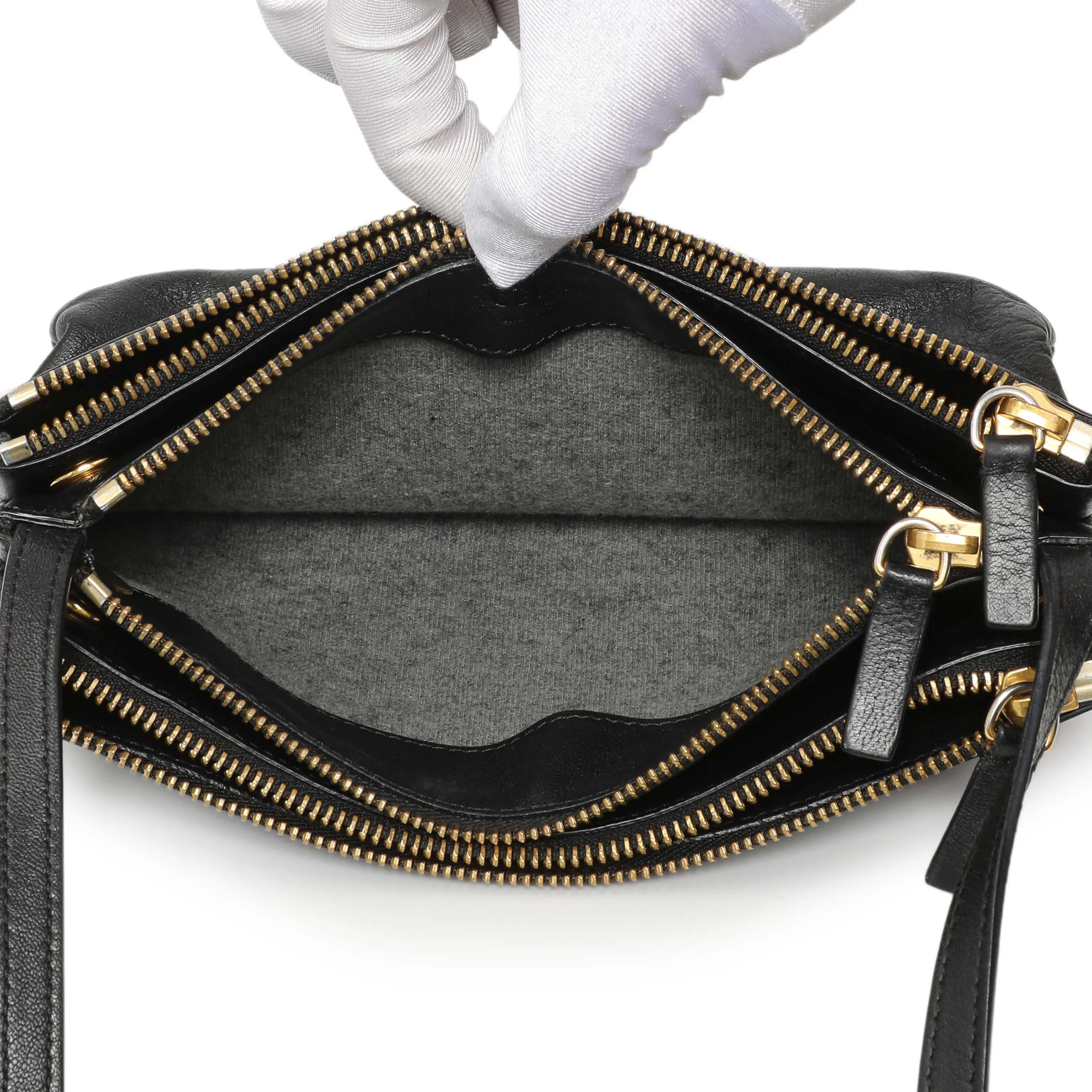 Celine Black Lambskin Small Trio Crossbody