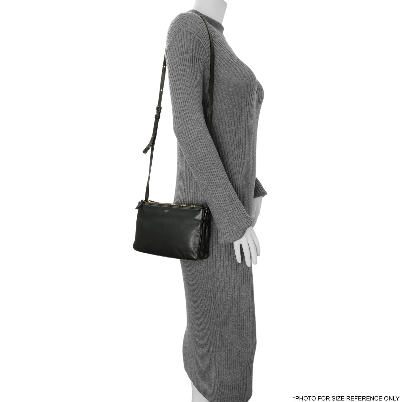 Celine Black Lambskin Small Trio Crossbody