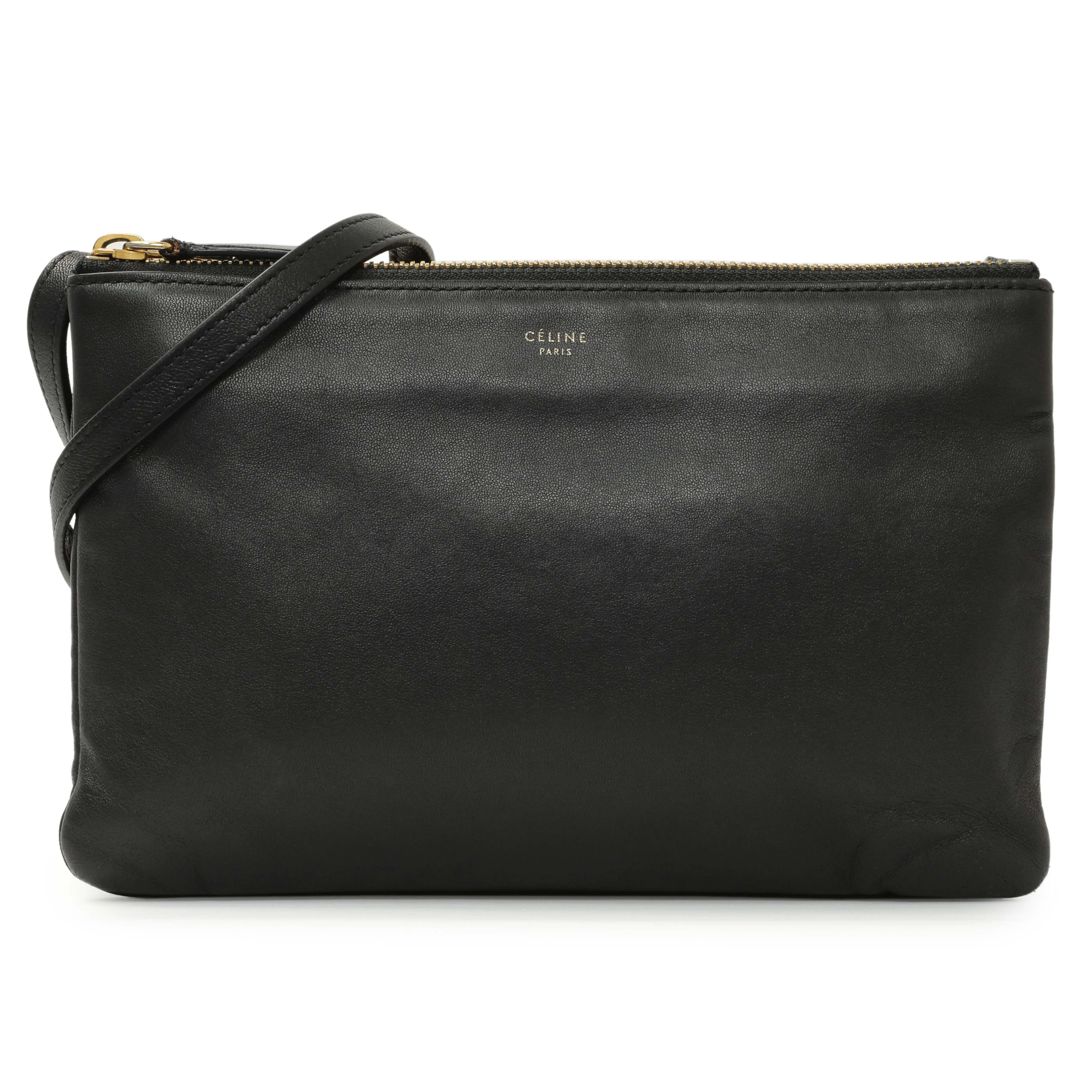 Celine Black Lambskin Small Trio Crossbody