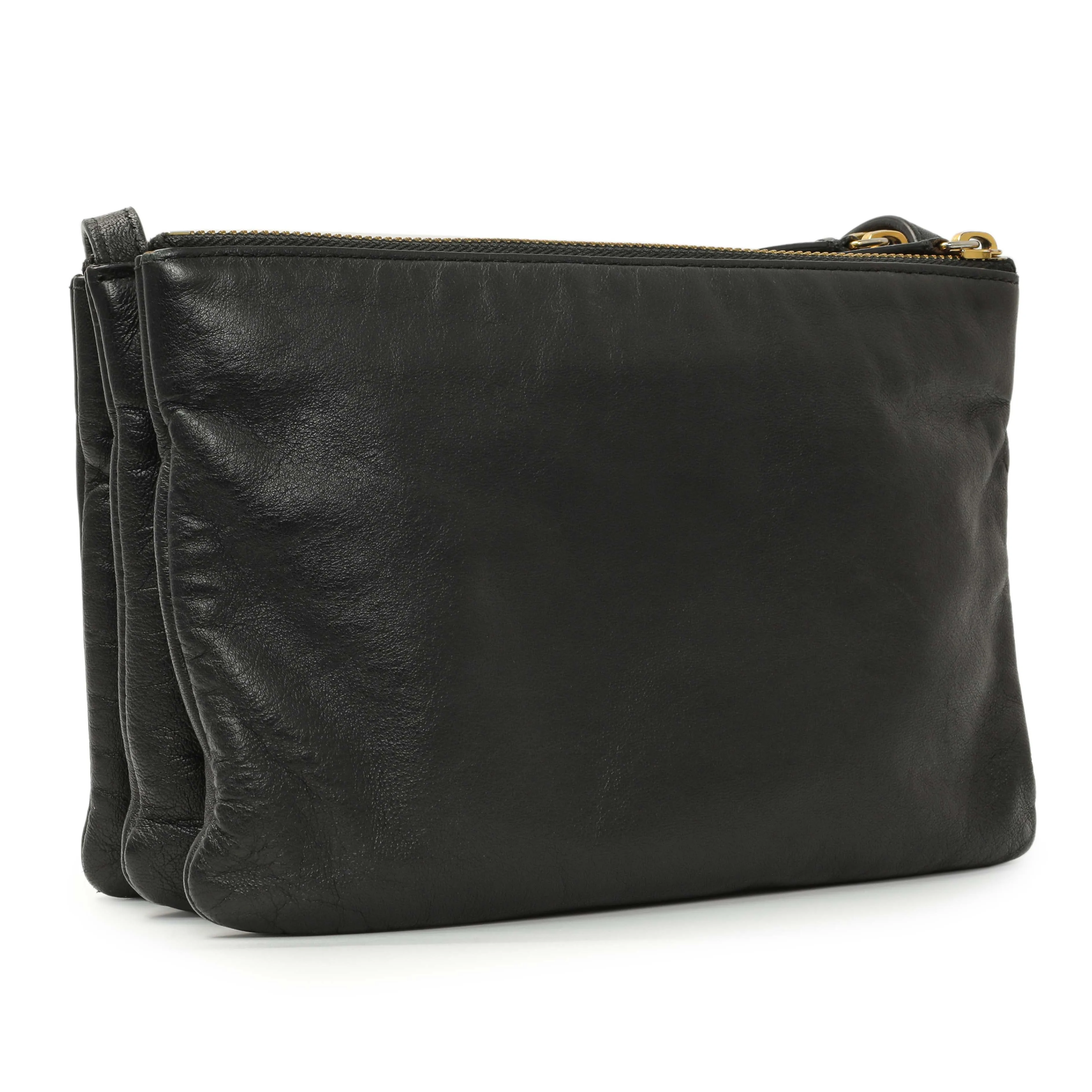 Celine Black Lambskin Small Trio Crossbody
