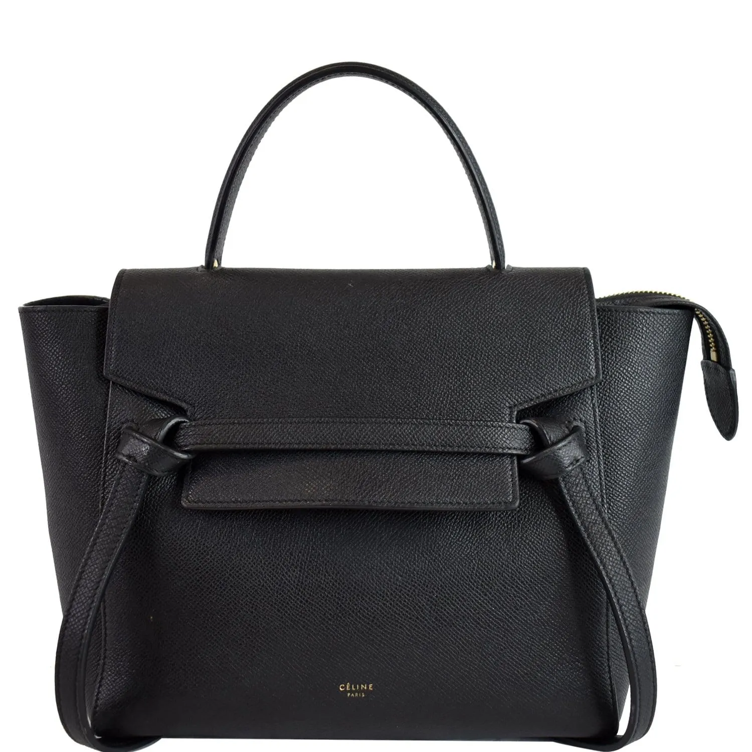 CELINE Micro Belt Grained Calfskin 2Way Shoulder Bag Black