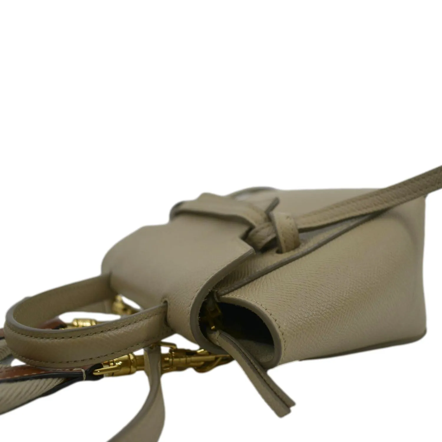 CELINE Nano Belt Grained Leather 2Way Shoulder Bag Taupe