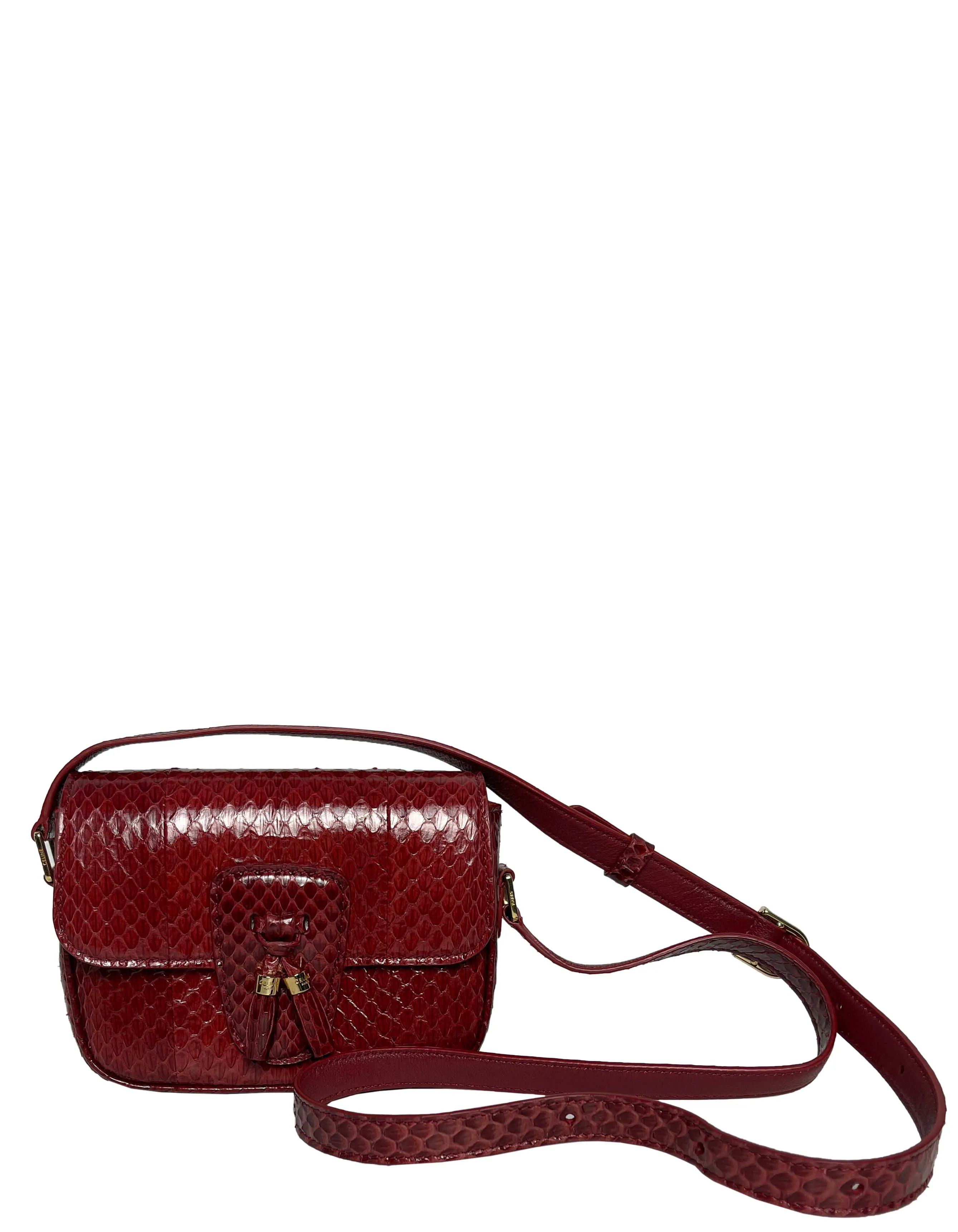 Celine Ruby Elaphe Snakeskin Small Teen Tassels Crossbody Bag