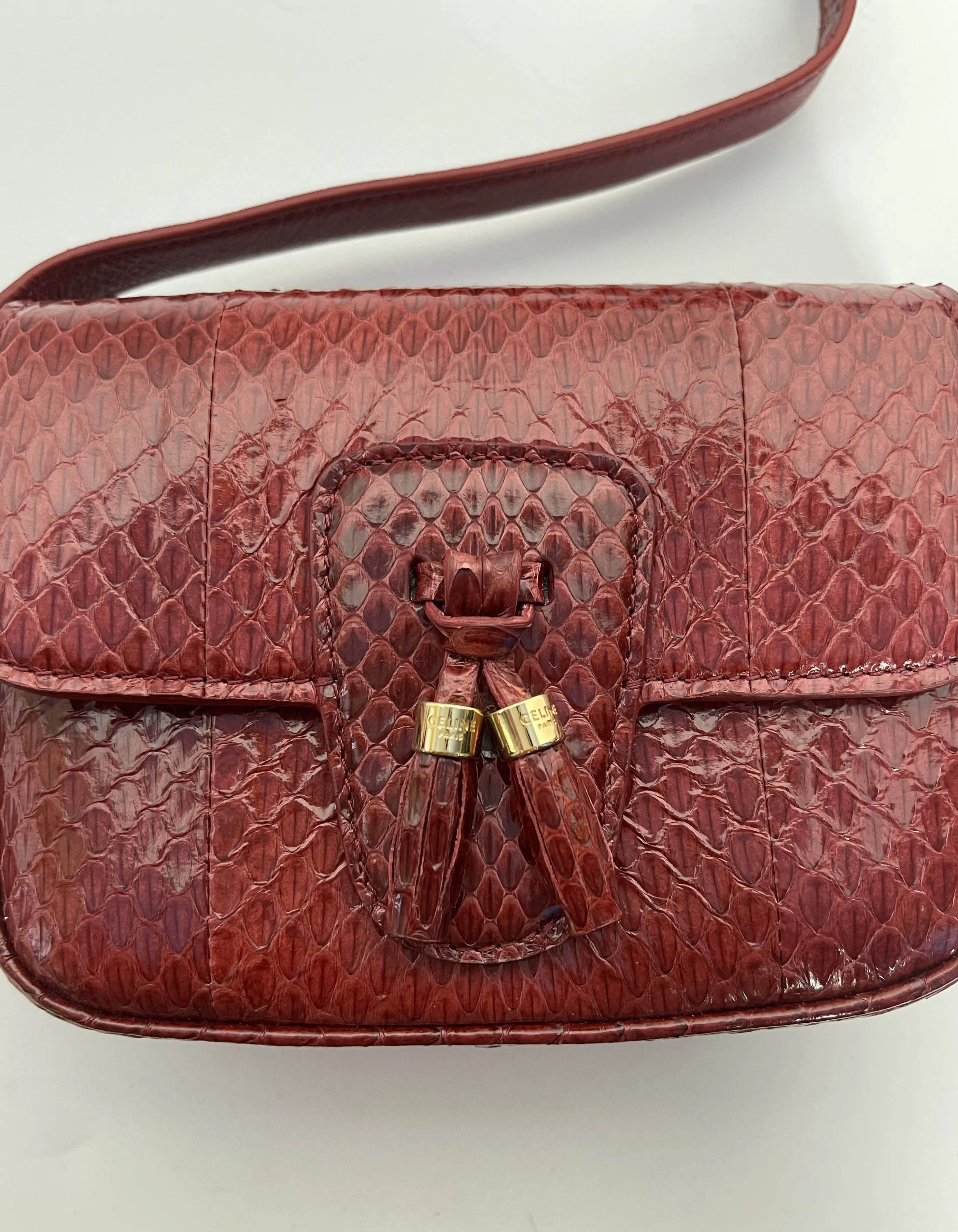 Celine Ruby Elaphe Snakeskin Small Teen Tassels Crossbody Bag