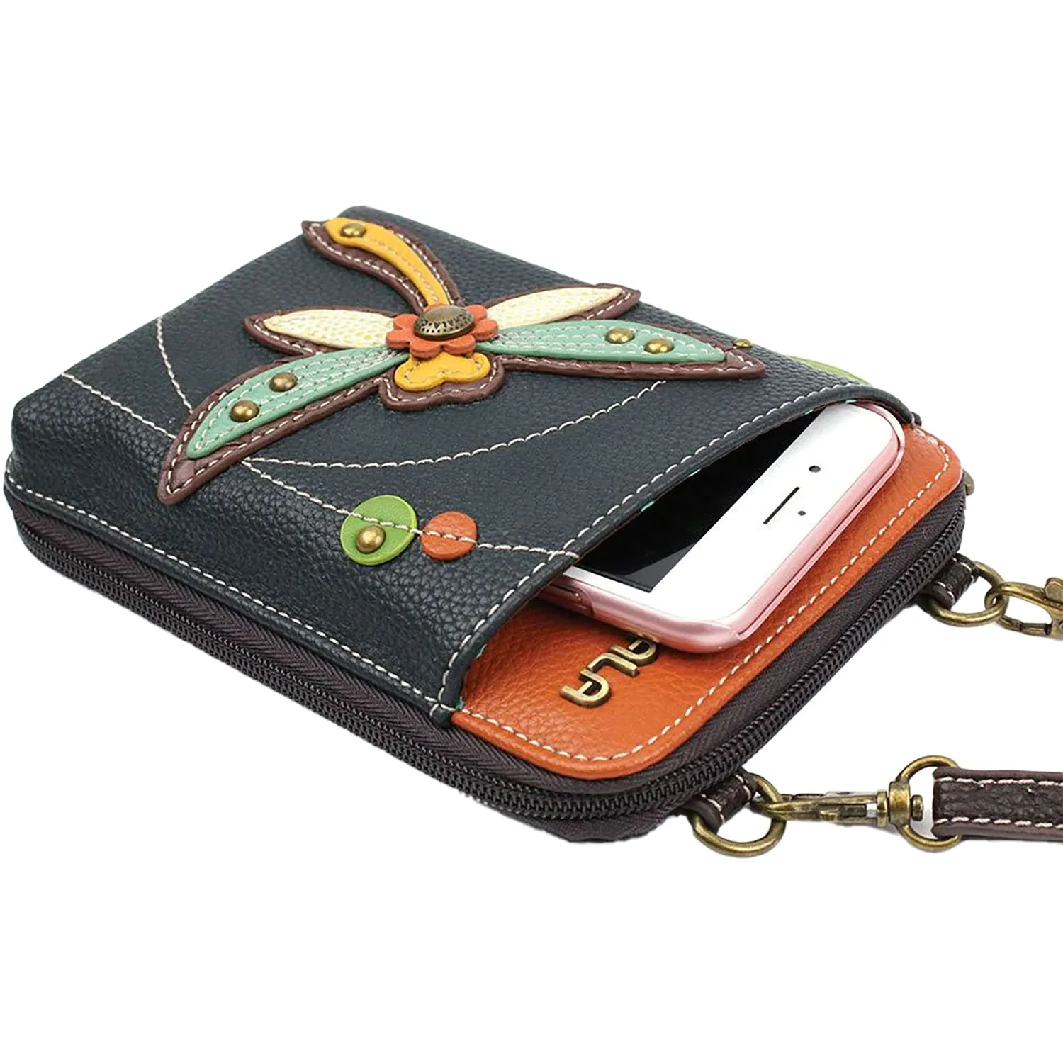 Chala Handbags Dragonfly Wallet Crossbody Navy